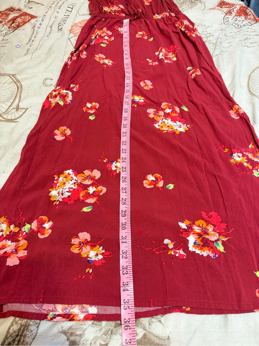 Apt. 9 Burgundy Floral V-Neck Sleeveless Maxi Dress - Picture 13 of 13